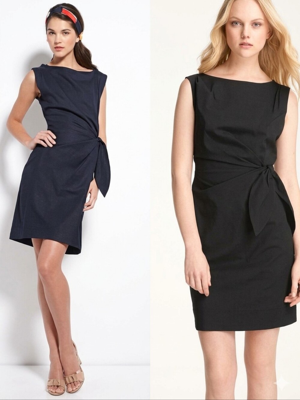 Diane Von Furstenberg Black Sleeveless Sheath Dress with Side Tie